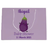 Cute happy eggplant cartoon groot cadeauzakje (Voorkant)