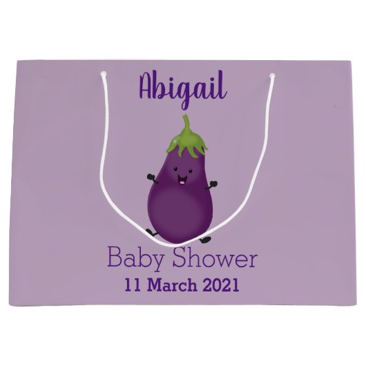 Cute happy eggplant cartoon groot cadeauzakje (Voorkant)