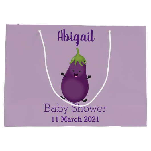 Cute happy eggplant cartoon groot cadeauzakje (Achterkant)