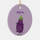 Cute happy eggplant cartoon keramisch ornament (Rechts)