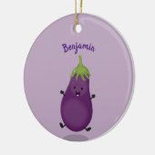 Cute happy eggplant cartoon keramisch ornament (Links)