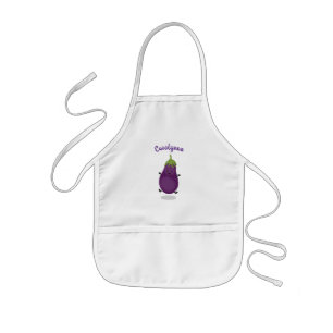 Cute happy eggplant cartoon kinder schort
