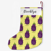 Cute happy eggplant cartoon kleine kerstsok (Achterkant)