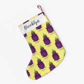 Cute happy eggplant cartoon kleine kerstsok (Achterkant (Hangend))