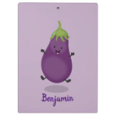 Cute happy eggplant cartoon klembord (Achterkant)