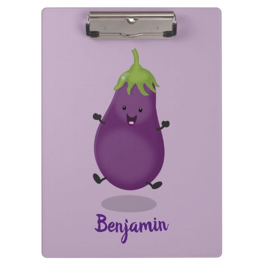 Cute happy eggplant cartoon klembord (Voorkant)