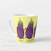 Cute happy eggplant cartoon latte mok (Linkerhoek)