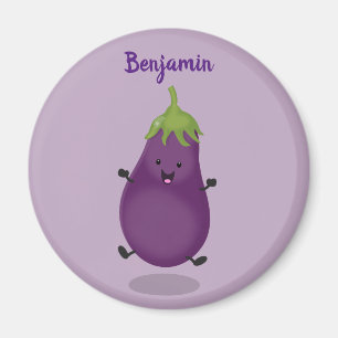 Cute happy eggplant cartoon magneet