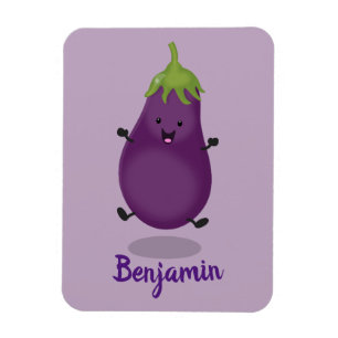 Cute happy eggplant cartoon magneet
