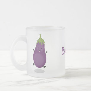 Cute happy eggplant cartoon matglas koffiemok
