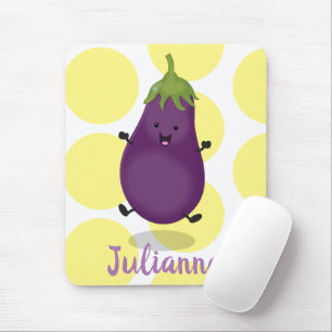 Cute happy eggplant cartoon muismat