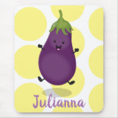 Cute happy eggplant cartoon muismat (Voorkant)