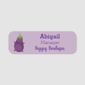 Cute happy eggplant cartoon naamplaatje (Voorkant)