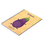Cute happy eggplant cartoon notitieboek (Linkerzijde)