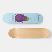 Cute happy eggplant cartoon persoonlijk skateboard (Horizontaal)