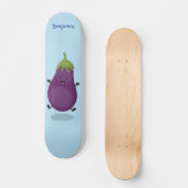 Cute happy eggplant cartoon persoonlijk skateboard (Voorkant)