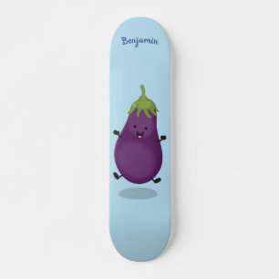 Cute happy eggplant cartoon persoonlijk skateboard