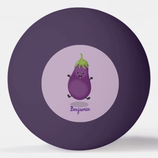 Cute happy eggplant cartoon pingpongbal (Voorkant)