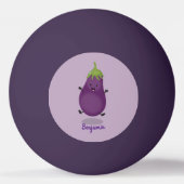 Cute happy eggplant cartoon pingpongbal (Achterkant)