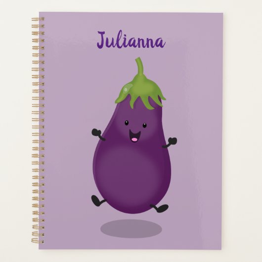 Cute happy eggplant cartoon planner (Voorkant)