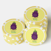 Cute happy eggplant cartoon poker chips (Opstapeling)