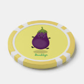 Cute happy eggplant cartoon poker chips (Enkel)