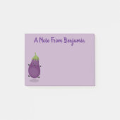 Cute happy eggplant cartoon post-it® notes (Voorkant)