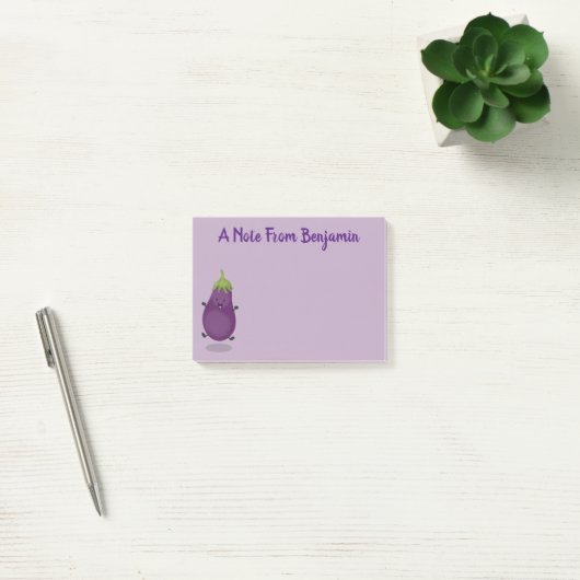 Cute happy eggplant cartoon post-it® notes (Kantoor)