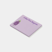 Cute happy eggplant cartoon post-it® notes (Schuin)