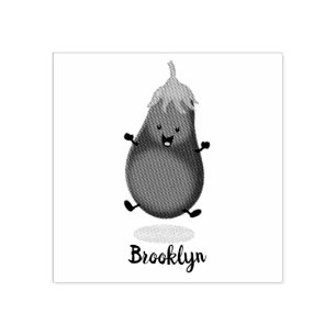 Cute happy eggplant cartoon rubberstempel
