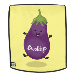 Cute happy eggplant cartoon rugtassen