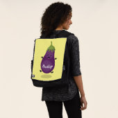 Cute happy eggplant cartoon rugtassen (Gedragen)