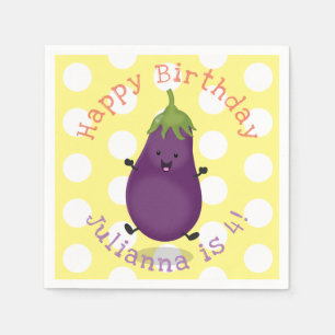 Cute happy eggplant cartoon servet