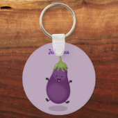 Cute happy eggplant cartoon sleutelhanger (Voorkant)