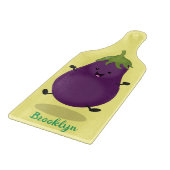 Cute happy eggplant cartoon snijplank (Hoek)