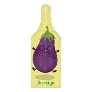 Cute happy eggplant cartoon snijplank