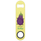 Cute happy eggplant cartoon speed flessenopener (Achterkant)