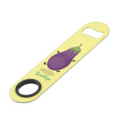 Cute happy eggplant cartoon speed flessenopener (Achterkant Gekanteld)
