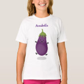 Cute happy eggplant cartoon t-shirt (Voorkant)