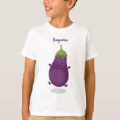 Cute happy eggplant cartoon t-shirt (Voorkant)