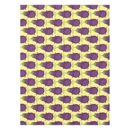 Cute happy eggplant cartoon tafelkleed (Voorkant)