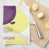 Cute happy eggplant cartoon theedoek (Quarter Fold)