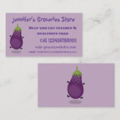 Cute happy eggplant cartoon visitekaartje (Voorkant / Achterkant)