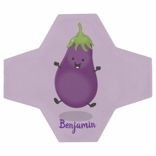 Cute happy eggplant cartoon voetbal (Enkel)