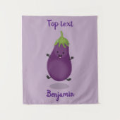 Cute happy eggplant cartoon wandkleed (Voorkant)