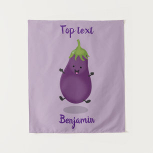 Cute happy eggplant cartoon wandkleed