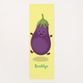 Cute happy eggplant cartoon yogamat (Voorkant)