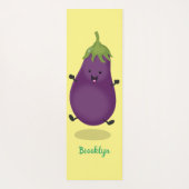 Cute happy eggplant cartoon yogamat (Achterkant)