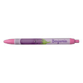 Cute happy eggplant cartoon zwarte inkt pen (Voorkant)