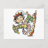 Cute Happy Elf Danser, Retro Kerstmis Cartoon Feestdagenkaart (Voorkant)